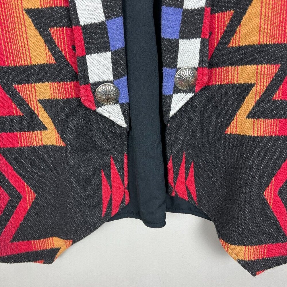 Lone Wolf Vest Womens Small Multicolor Southwestern Aztec Open 100% Cotton S - Picture 4 of 9